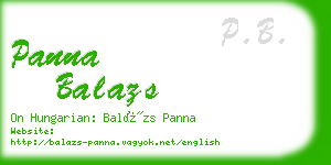 panna balazs business card